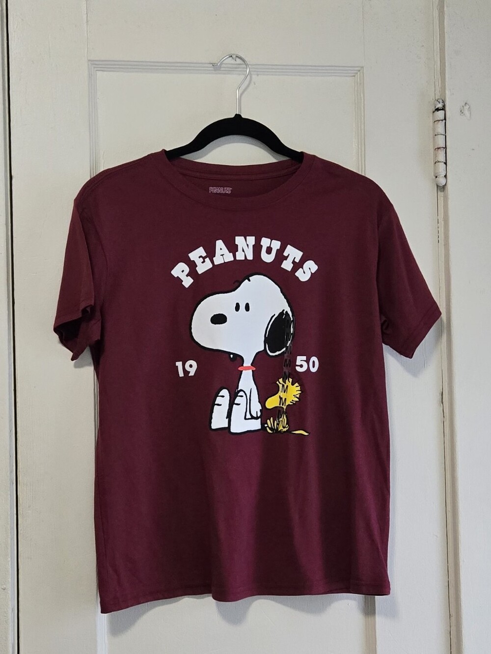 Peanuts Maroon Snoopy & Woodstock Graphic Tee